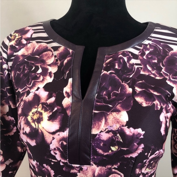 Antonio Melani Purple Plum Floral V-neck Scuba Sheath Dress NWT - Picture 4 of 9